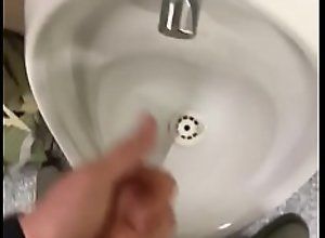 Having a hot wank in public toilets and cuming all