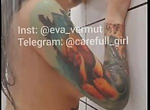 Tattooed girl Eva Vermut blowjob sex toys in the