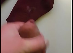First video - Cumshot on purple stockings