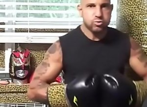 ITALIAN STUD WORKING OUT on PUNCHING BAG AT THE