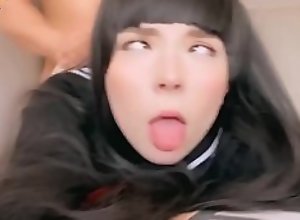 Japanese Student Deep Sucking Dick and had Cowgirl