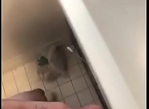 Solo teen sneaks a jerkoff in cousins bathroom