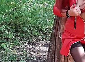 Masturbating in the forest while stranger is