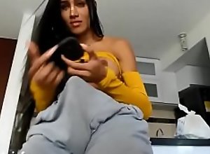 Monster Cock Latina Shemale Shooting Load On Cam