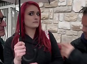 Redhead amateur slut gets her first DP