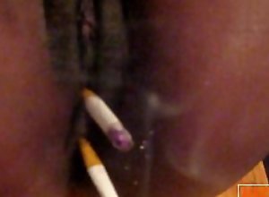 Hot black lesbian SMOKING WITH PUSSY!