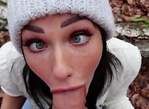 Freckled Teen SUCKS  and xxx  SWALLOWS in the Woods - Shaiden Rogue