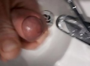 Jerking my little hard dick at work over colleague