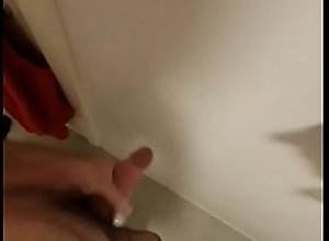 Cumming on the bathroom wall