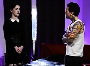 Goth Wednesday Addams lets guy fuck her