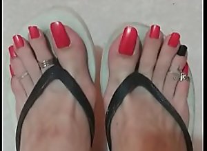 Red nails polish footfetish