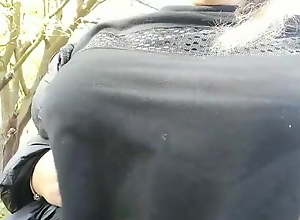 Sexy mom with big boobs outdoors very horny