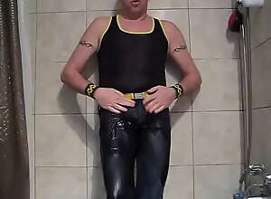 piss condom in super tight jeans and sheer black