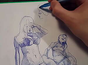 How to draw with a ballpoint pen , speedpaint ,
