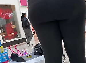 Thick booty Latina working at the mall