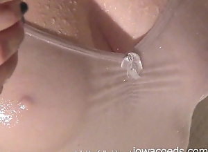 Sexy redhead all soaked in will not hear of shower