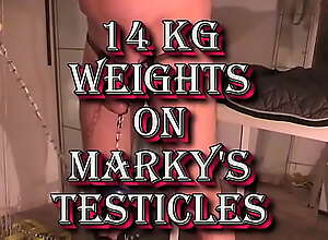 14 kg weights for slave Marky's big balls