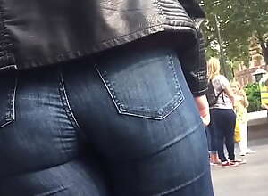 Beautiful girls in hot jeans at the street skinny