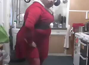 Rosie dressed as Mrs Santa Claus!
