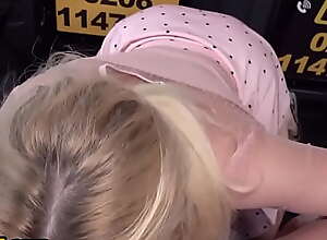 Taxi driving blonde babe sucks and rides