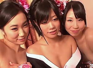 Three Japanese teens tease with their gorgeous