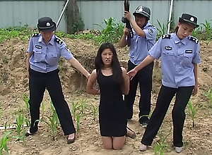 Chinese girl bondage handcuffed legcuffed more..