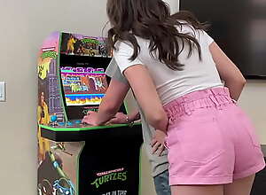 Slut gets face fucked at arcade
