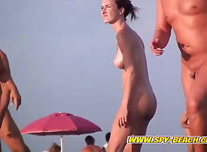 Amateurs Nudist Playing Volleyball On The Beach