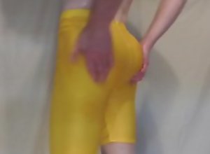 Oiled Yellow Lycra Rip-Out - LycraAirfucker