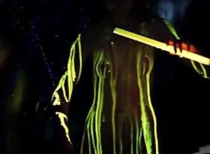 glowstick experiment with Areana fox behind the..
