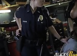 Busty MILF cops on duty banging with a sexy BBC