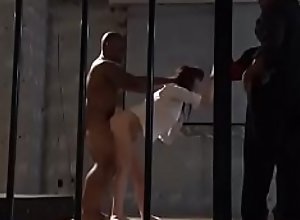 Caged and Handcuffed Asian fuck by Black guy