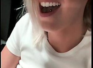 Omg so risky! Tight pussy fingered to orgasm in