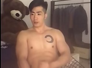 Asian muscular man masturbating deric777 part 1