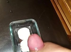Blasting my Cum cream on my sweet dessert 